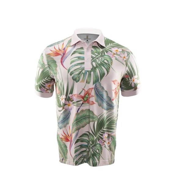 ❤️2/$30❤️[L]Rolo Men's Blume Short Sleeve Polo Tropical Print - Picture 1 of 5